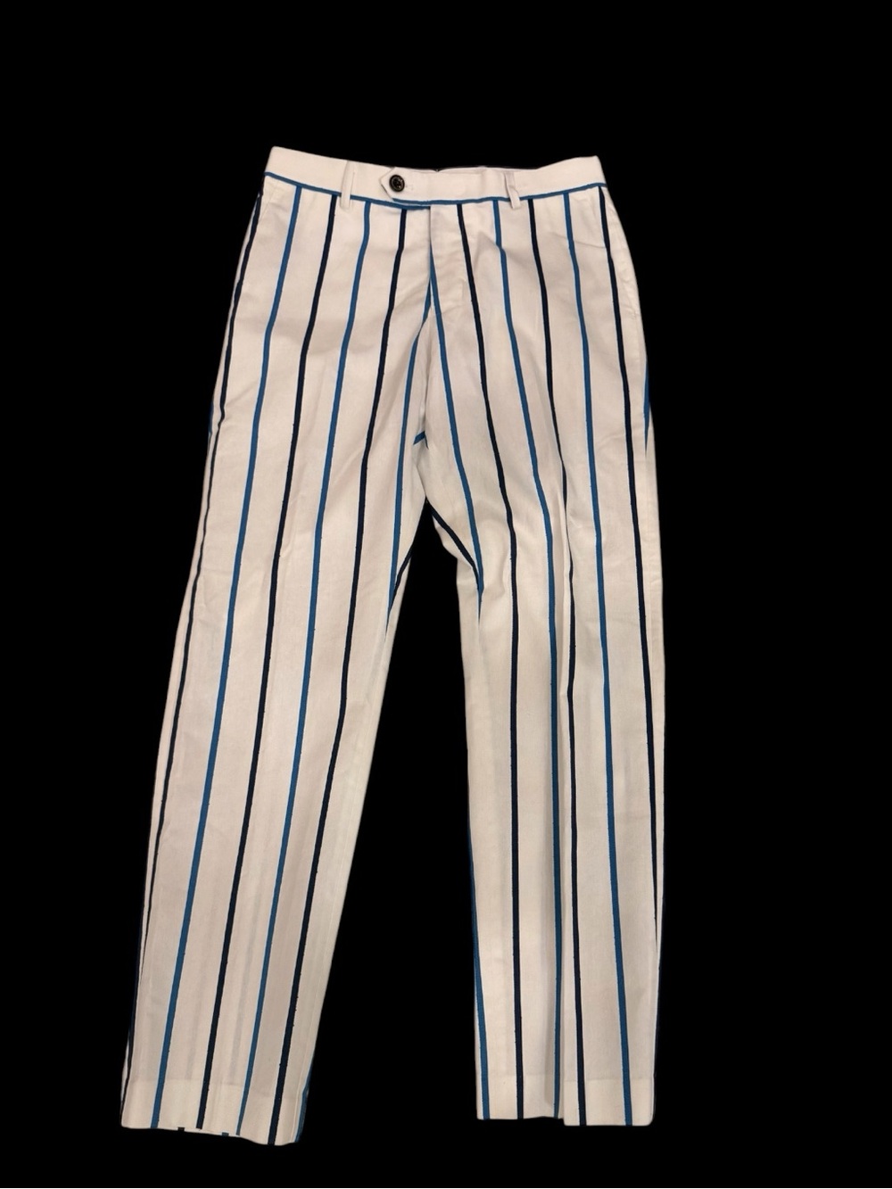 Murano White with Blue Striped Cotton Stretch Men’s Pants 29 x 30 Alex Fit